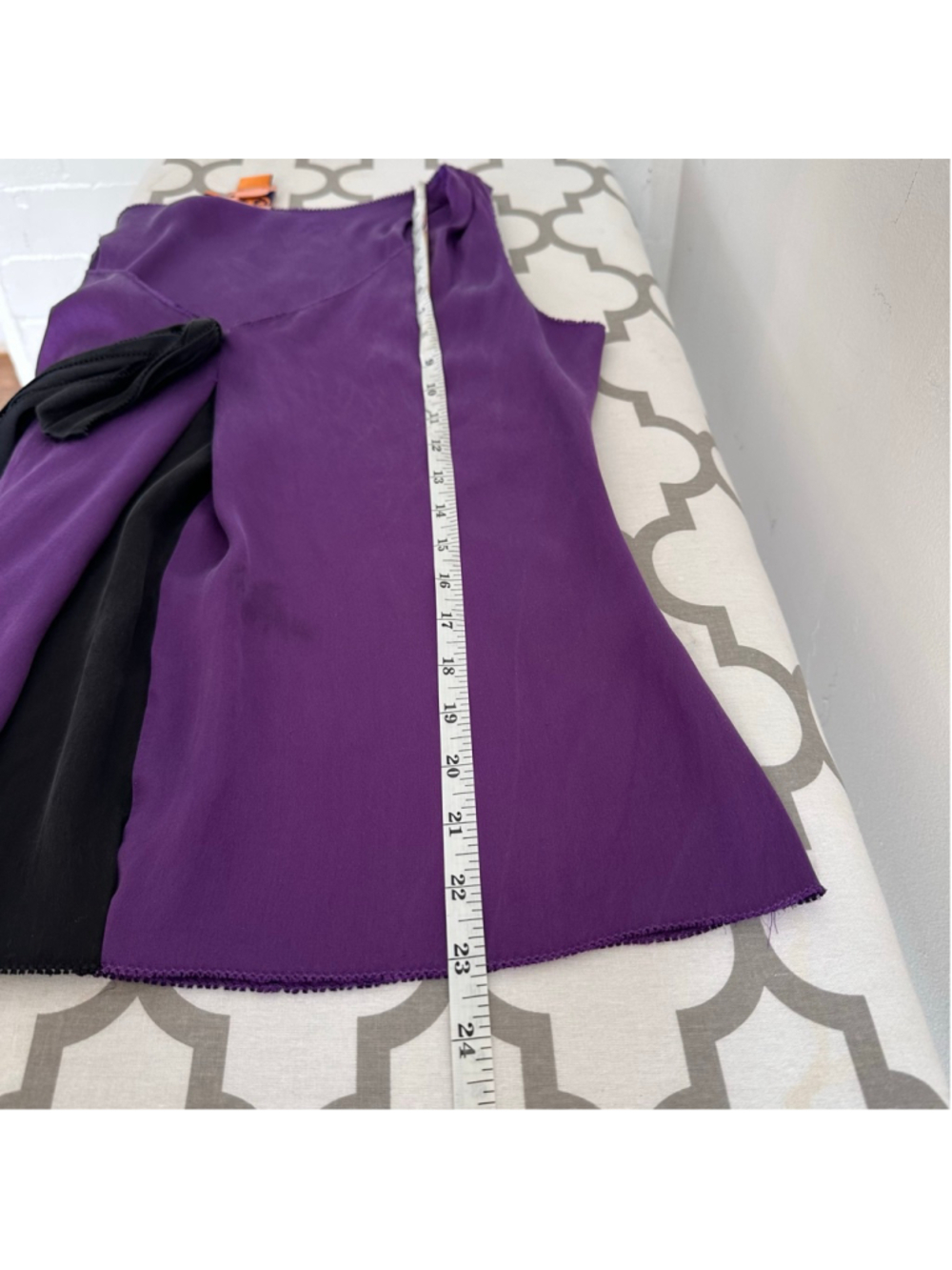 Tory Burch Purple Silk Tank Top with Black Tie, Size 12 - Picture 5 of 6